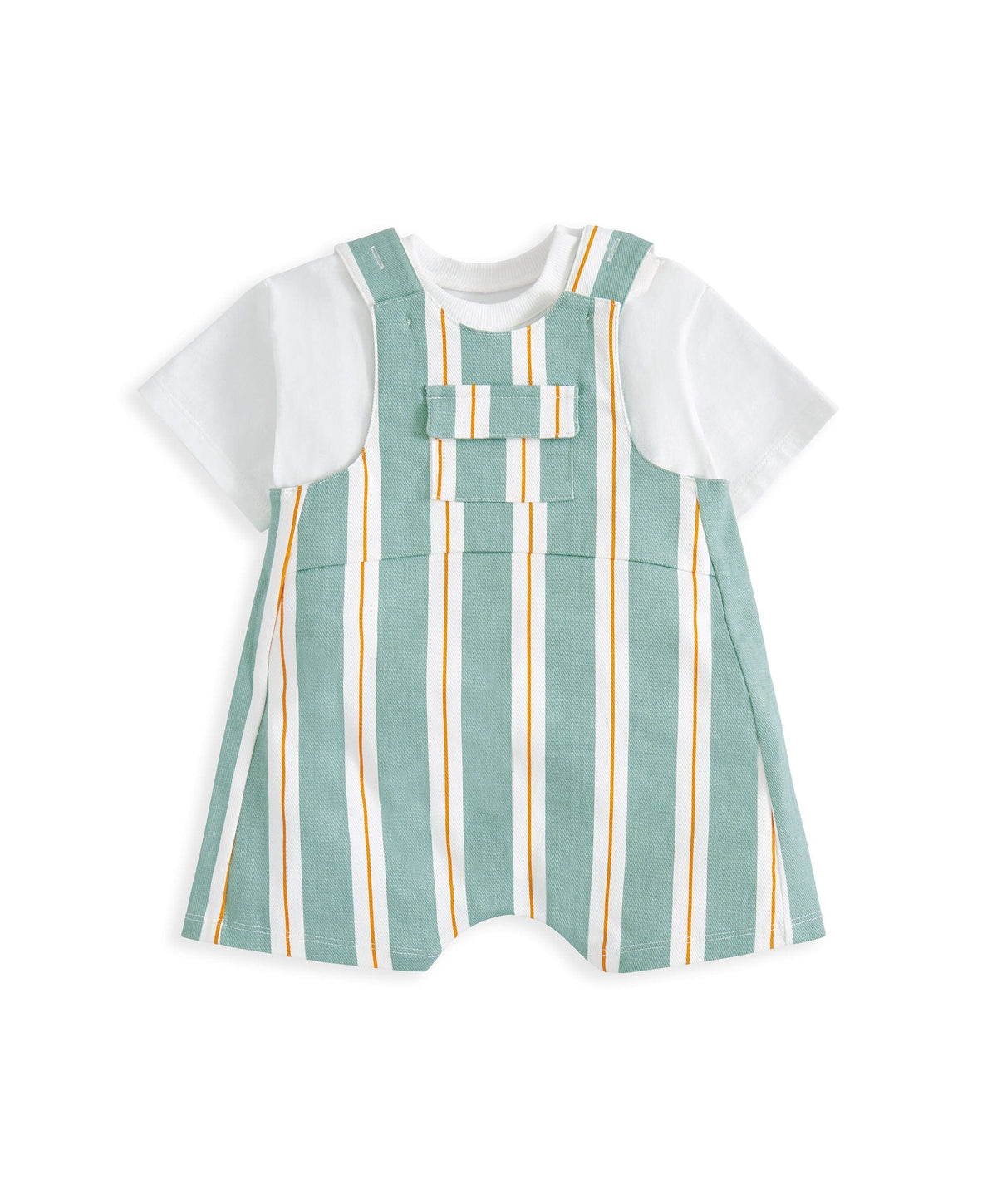 Mamas & Papas Outfits & Sets Striped Short Dungarees & T-shirt
