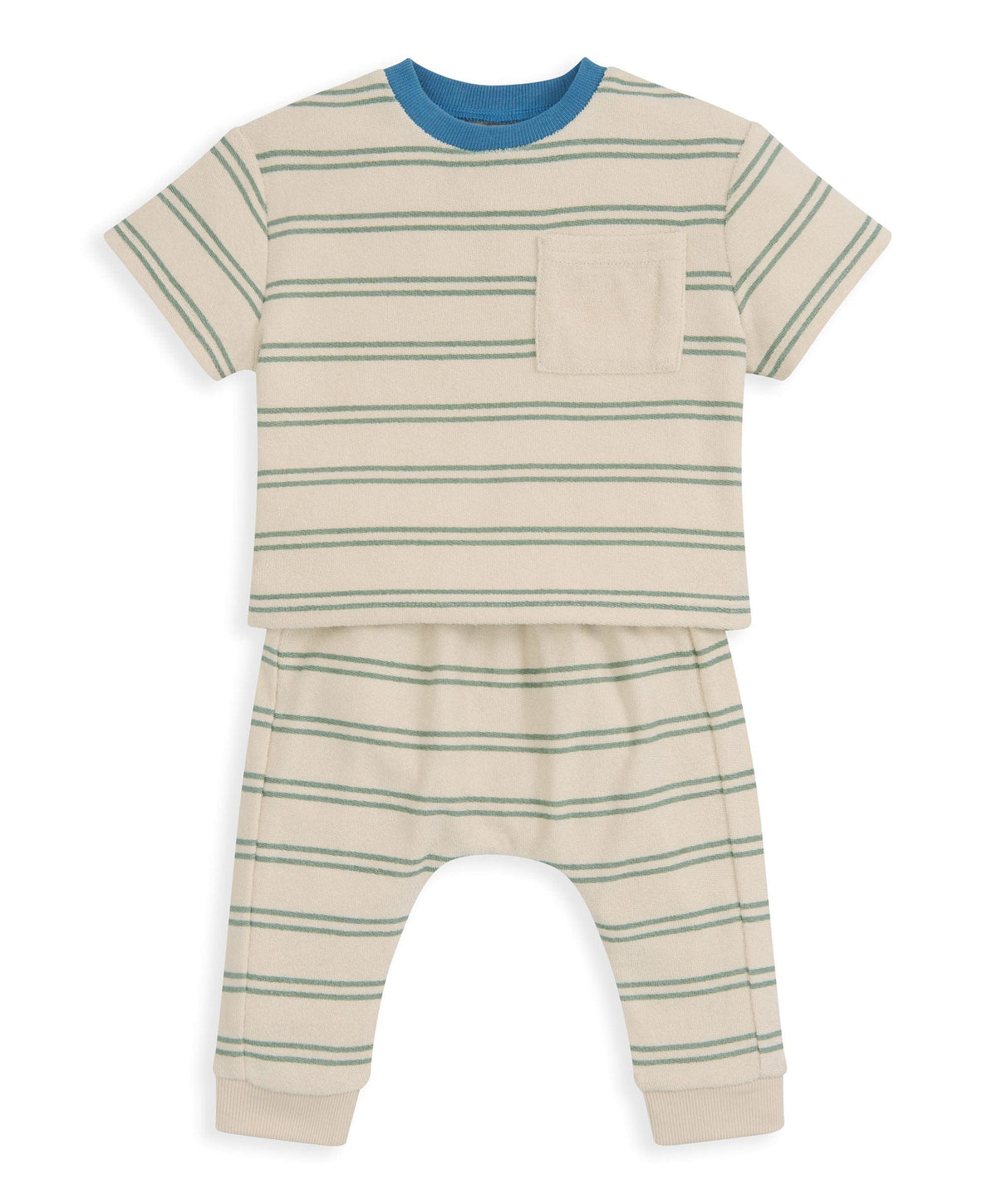 Mamas & Papas Outfits & Sets Stripped Terry Towelling T-Shirt & Joggers Set