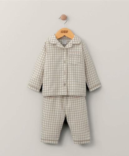 Mamas & Papas Pyjamas & Nightwear Check Woven Pyjamas - Sand