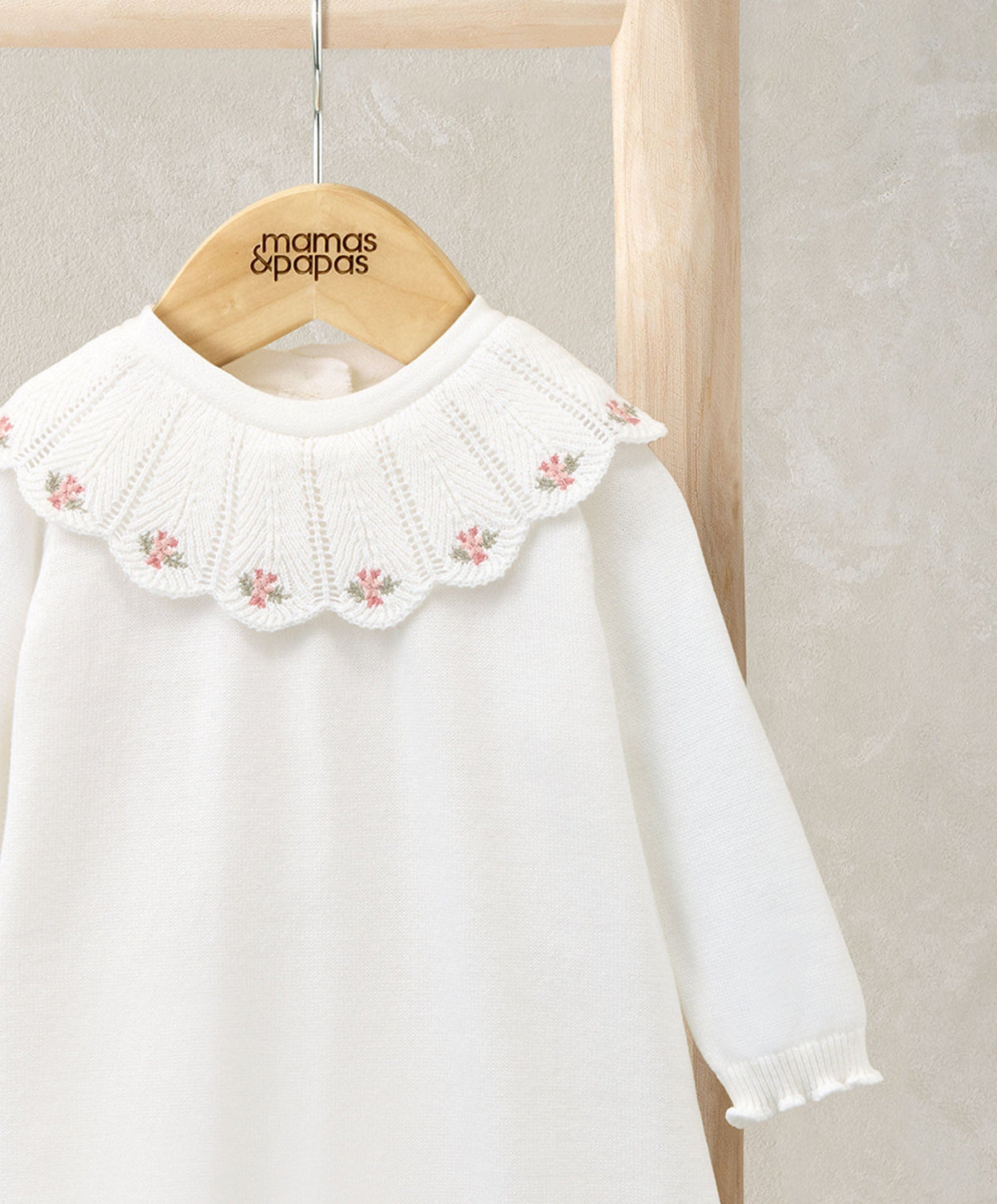Mamas & Papas Rompers Embroidered Scallop Collar Romper with Frill Trim