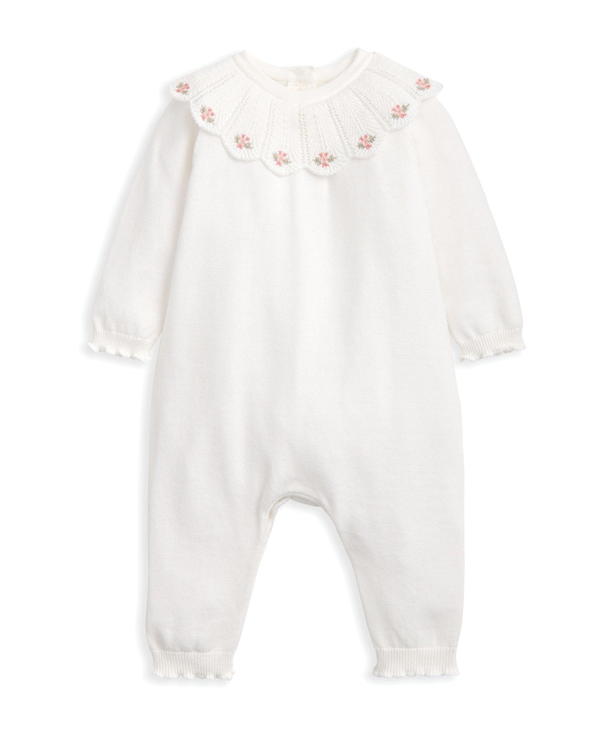 Mamas & Papas Rompers Embroidered Scallop Collar Romper with Frill Trim