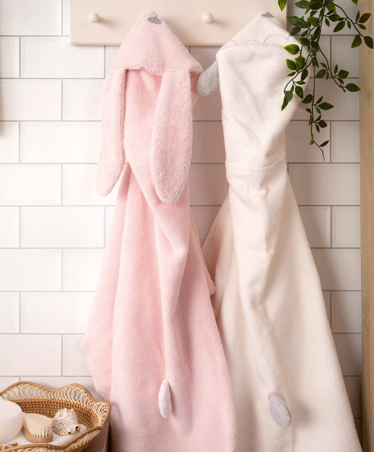 Mamas & Papas Towelling Hooded Baby Towel - Pink Bunny