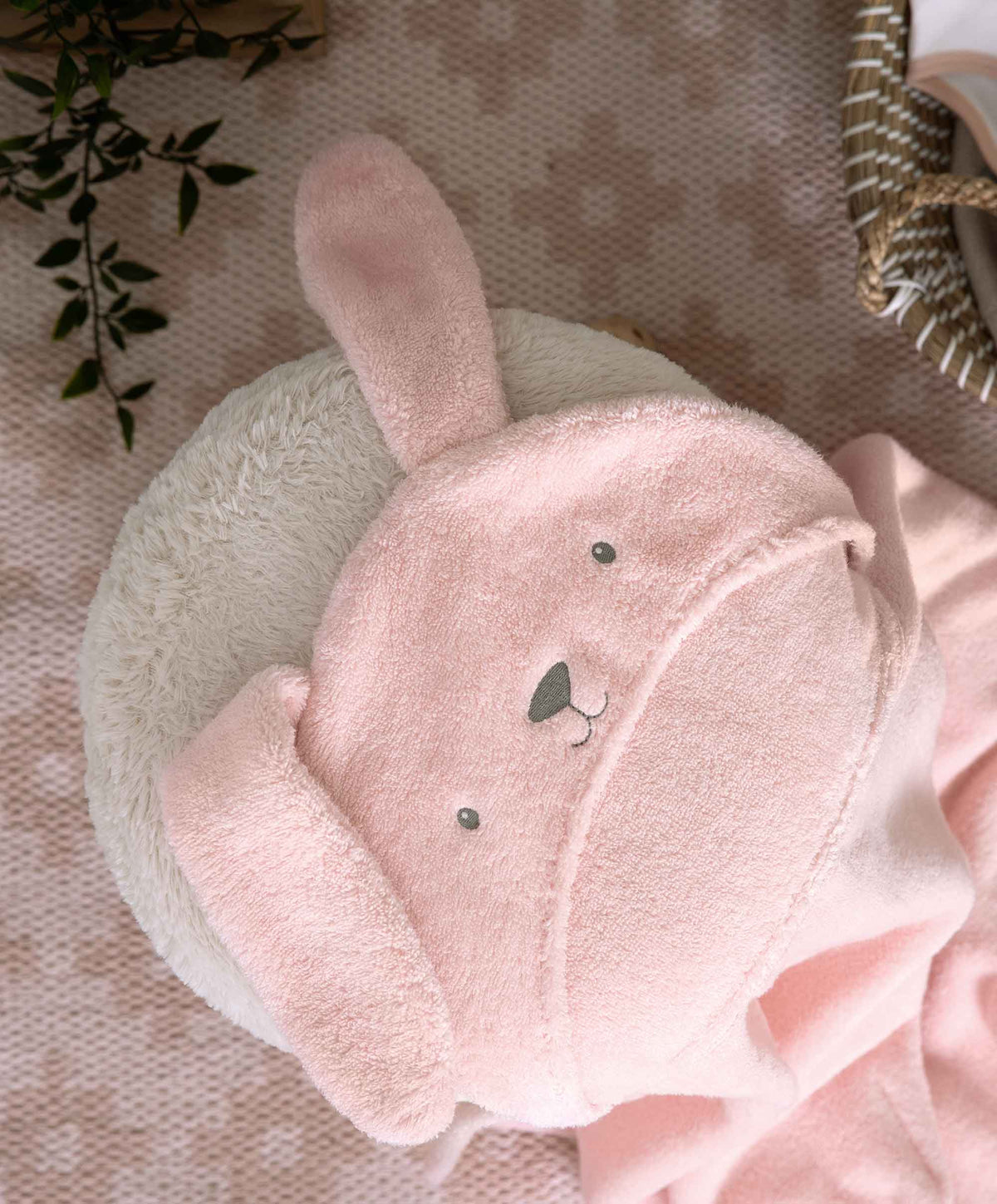 Mamas & Papas Towelling Hooded Baby Towel - Pink Bunny