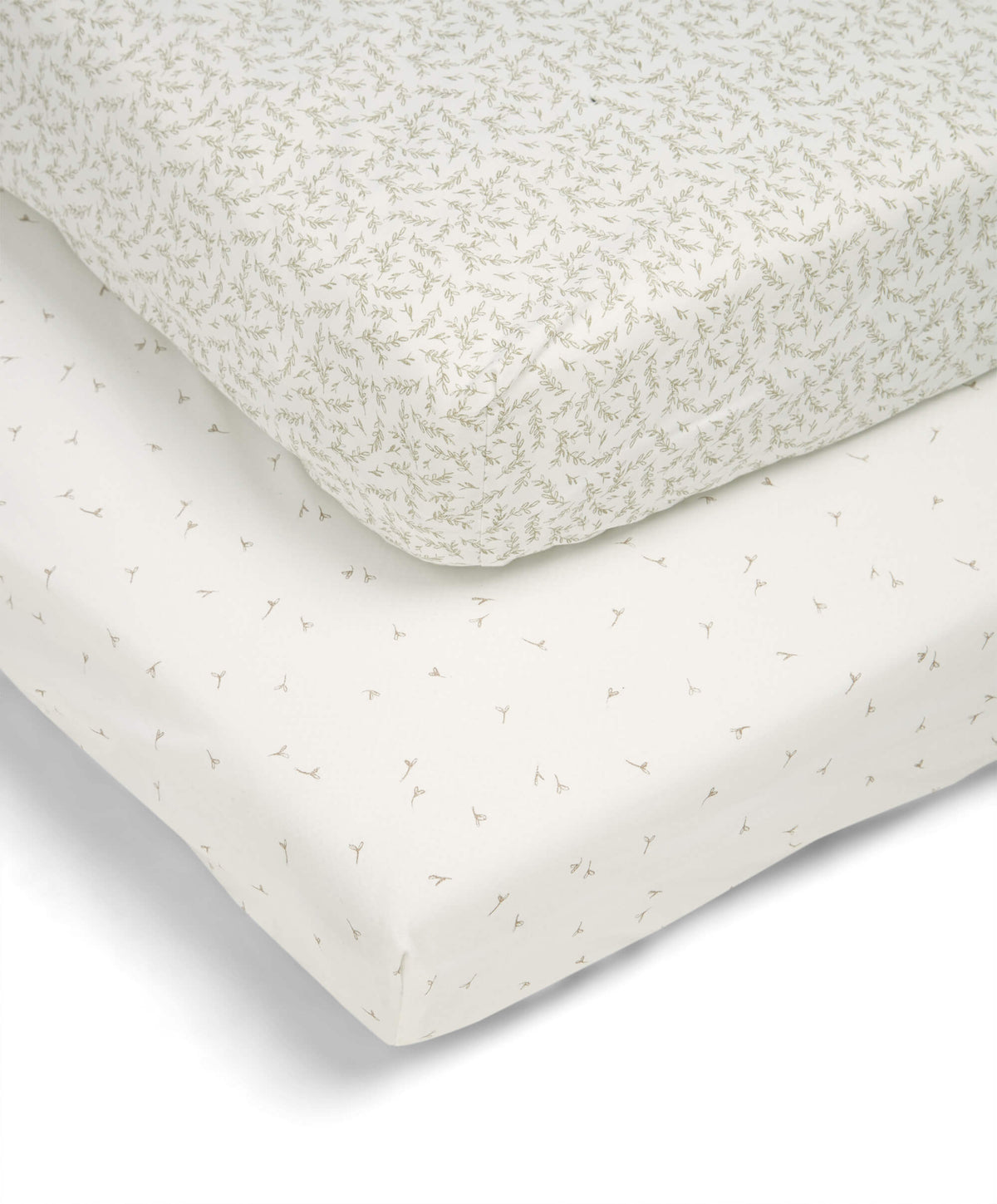 Mamas & Papas Welcome to the World Seedling Cotbed Fitted Sheets (2 pack) - Seed/Leaf