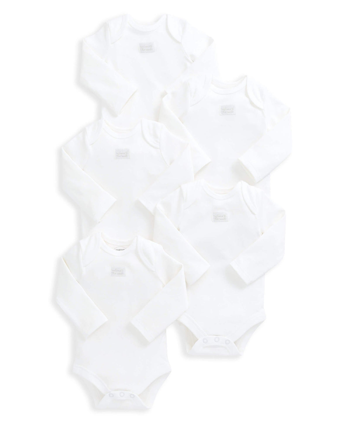 Mamas & Papas White Longsleeved Bodysuits (5 Pack)