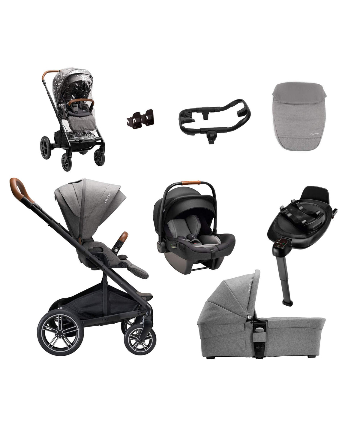 Nuna Pushchairs Nuna Mixx Next Generation 5 Piece Pushchair Bundle inc. Pipa Car Seat - Granite
