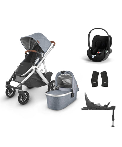 Uppababy Pushchairs IRL Uppababy Vista V2 4 Piece Bundle with Cybex Cloud T Car Seat and Base in Gregor