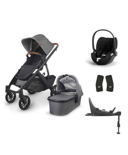 Uppababy Pushchairs IRL Uppababy Vista V2 4 Piece Bundle with Cybex Cloud T Car Seat and Base in Greyson