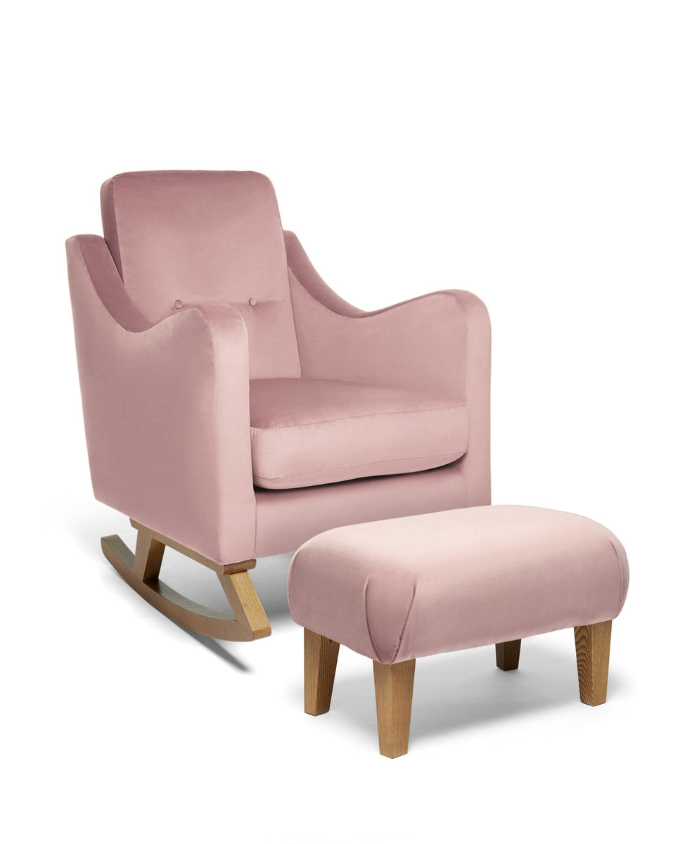 Bowdon Nursing Chair & Footstool Blush Velvet Nursery Furniture