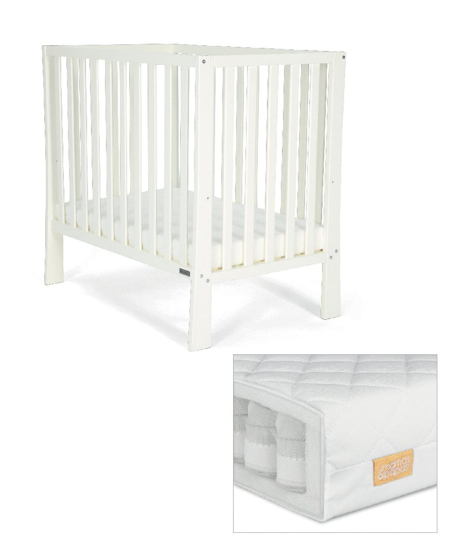 Petite White Cot & Small Pocket Spring Mattress Mamas & Papas IE