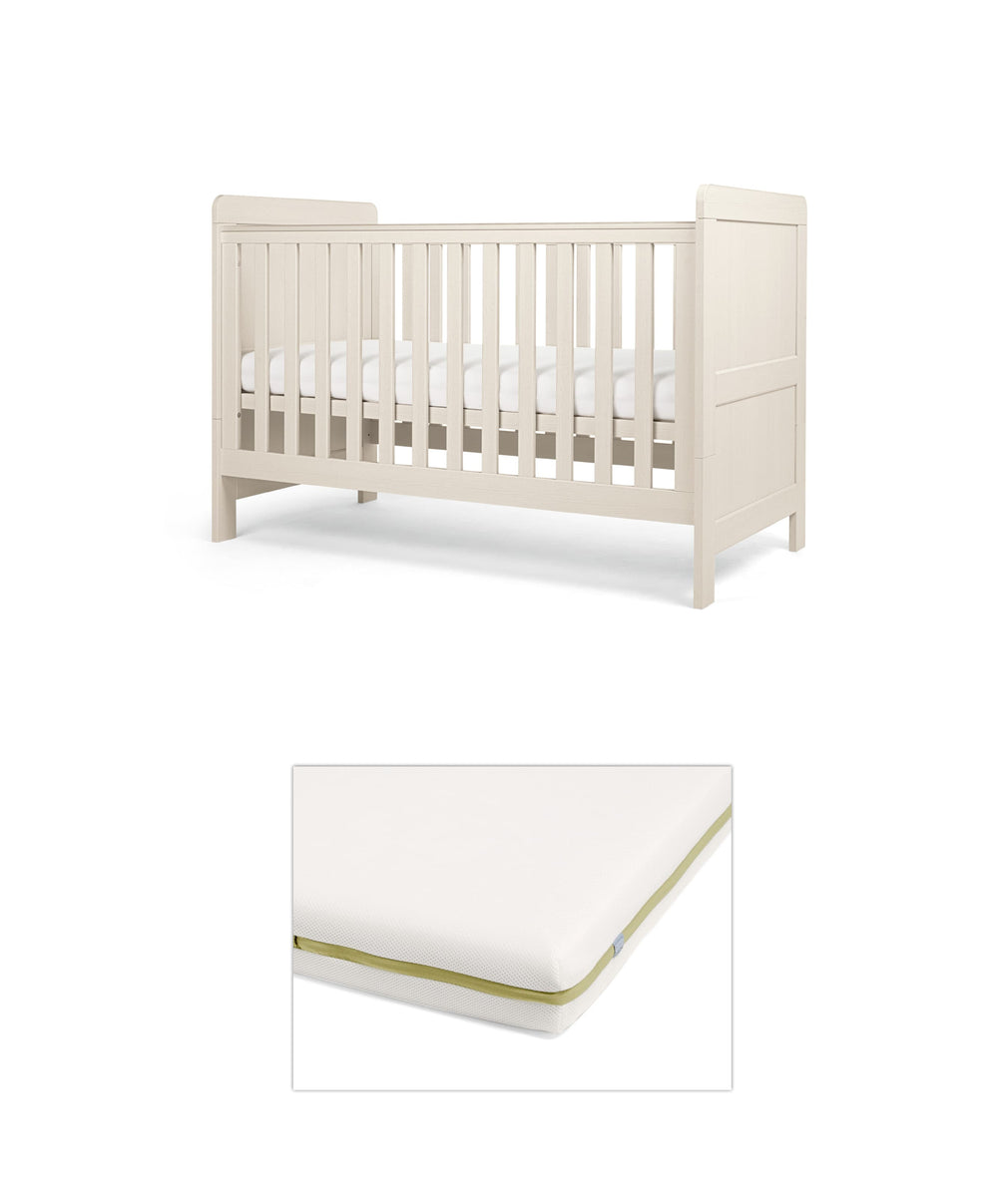 Atlas Cotbed with Premium Pocket Spring Cotbed Mattress - Stone