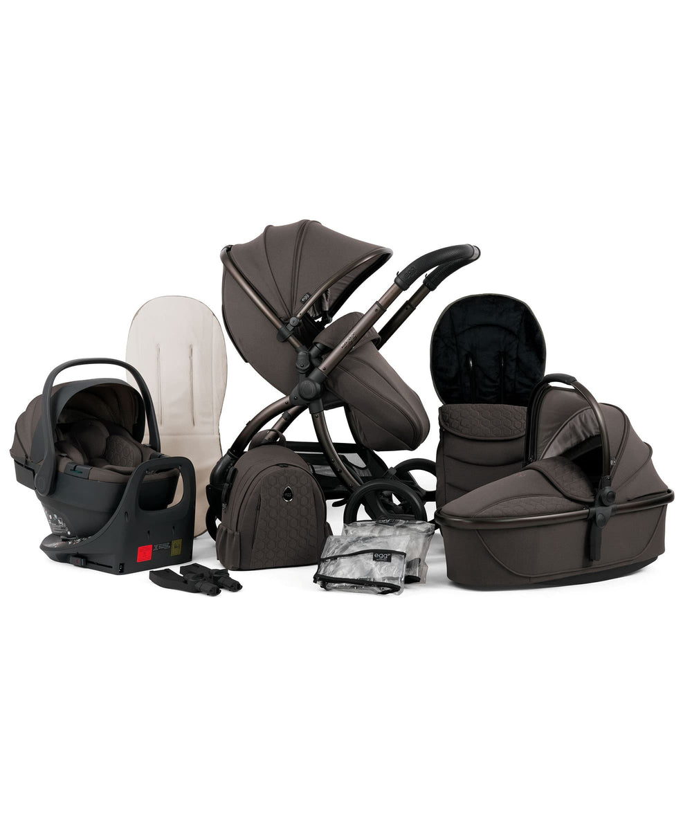 Egg3 Complete Pushchair Bundle with Shell 360 Car Seat - Chocolate Velvet
