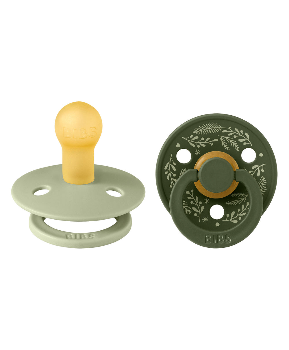 BIBS Colour Holiday Leaf Dummies 2 Pack - Sage/Hunter Green