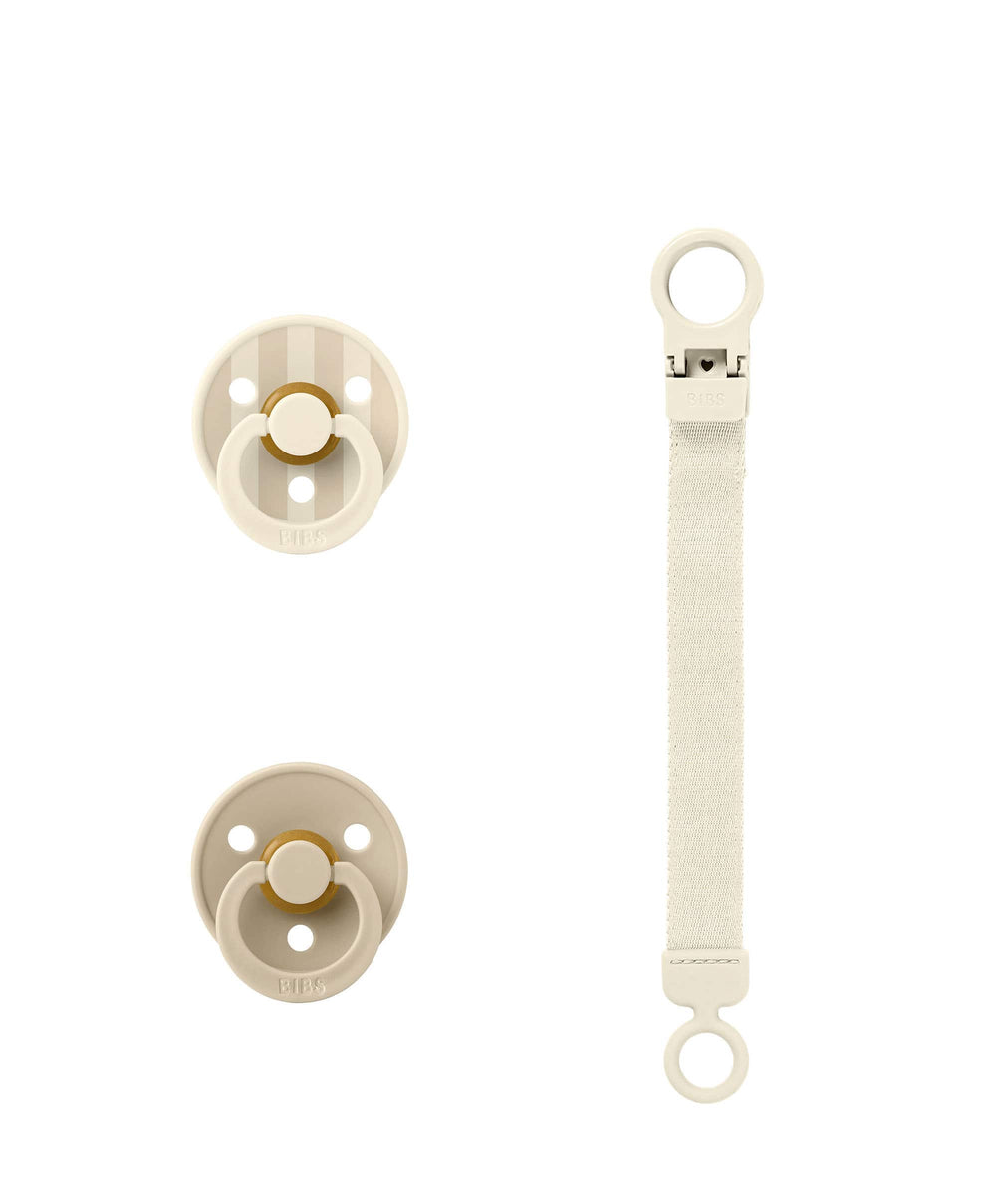 Bibs World BIBS Pacifier &amp; Loop Clip Gift Set - Vanilla