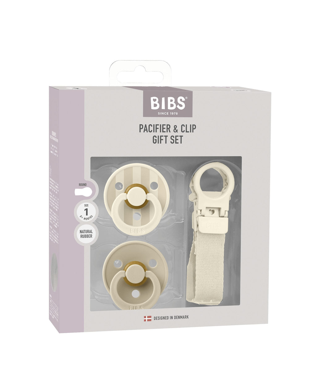 Bibs World BIBS Pacifier &amp; Loop Clip Gift Set - Vanilla