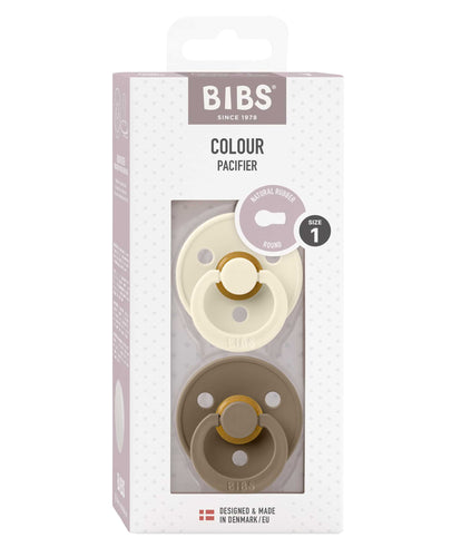 Bibs World Bottle Feeding BIBS Colour Pacifiers 2 Pack Size 1 - Ivory/Dark Oak