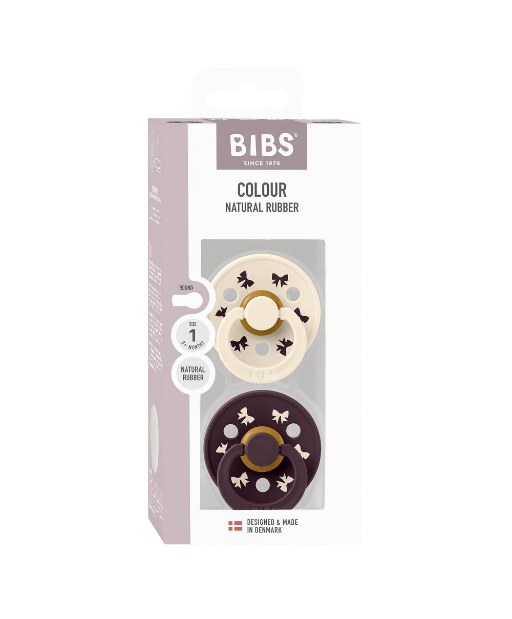 Bibs World Colour Holiday Bow Dummies 2 Pack - Ivory/Plum