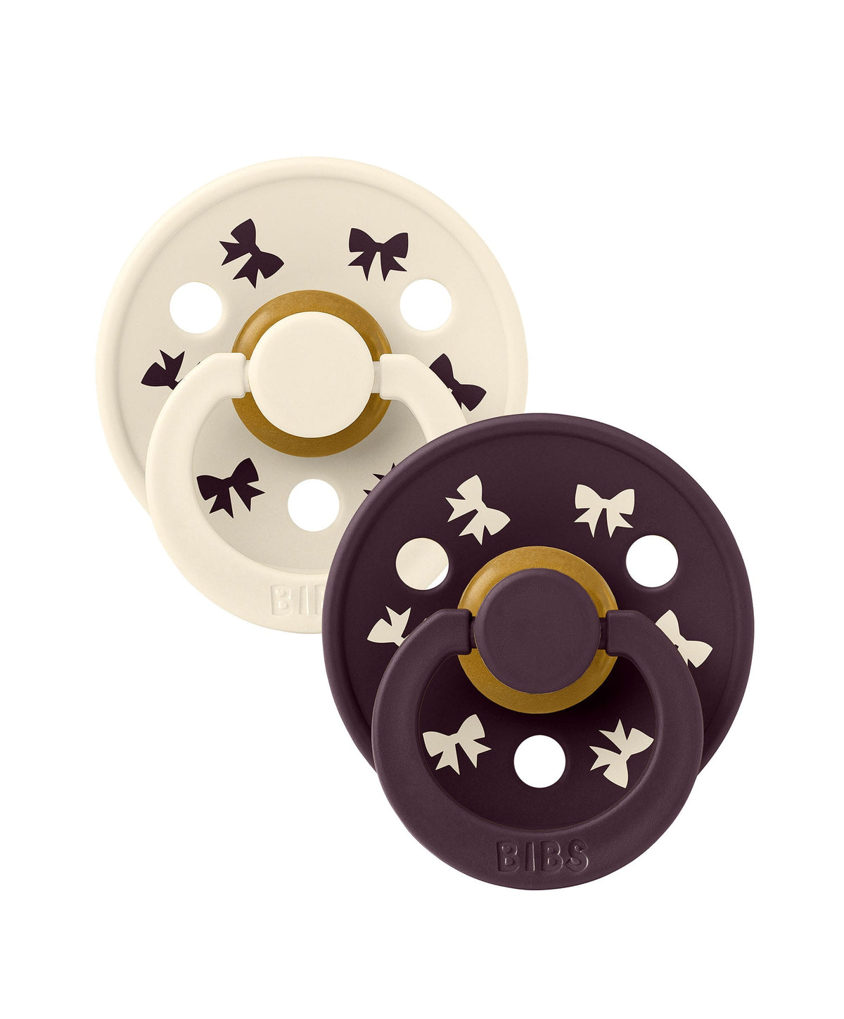 Bibs World Colour Holiday Bow Dummies 2 Pack - Ivory/Plum