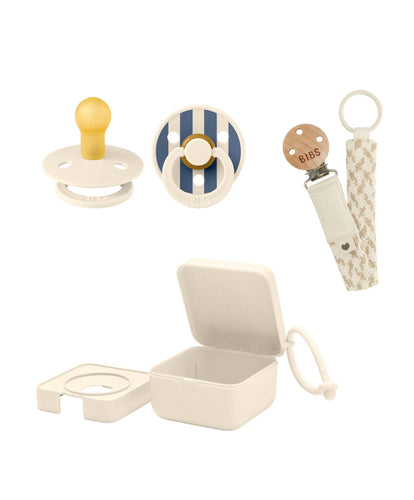 Bibs World Soothers BIBS Dummies Bundles (3 Pieces) – Ivory/Steel Blue