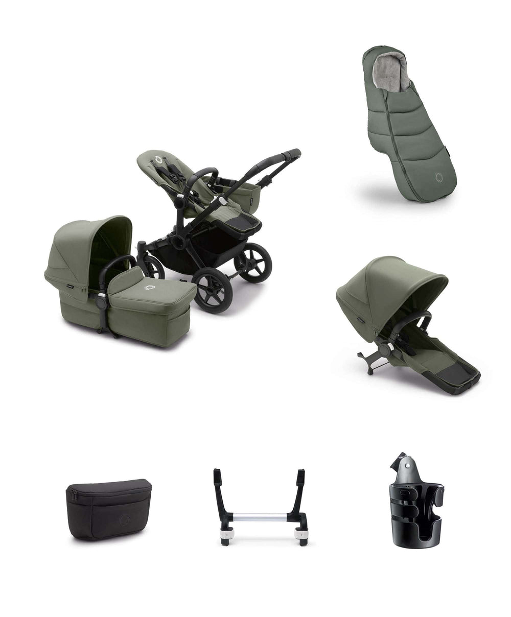 Bugaboo Bugaboo Donkey 5 Duo Essential Newborn Pushchair Bundle (7 Pieces) - Forrest Green