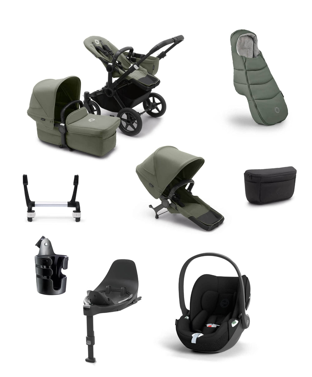 Bugaboo Bugaboo Donkey 5 Mono Complete Pushchair bundle with Cybex Cloud T i-Size Rotating Baby Car Seat &amp; Base - (10 Pieces) - Forrest Green