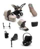 Bugaboo Bugaboo Donkey 5 Mono Complete Pushchair bundle with Cybex Cloud T i-Size Rotating Baby Car Seat & Base - (10 Pieces) - Taupe