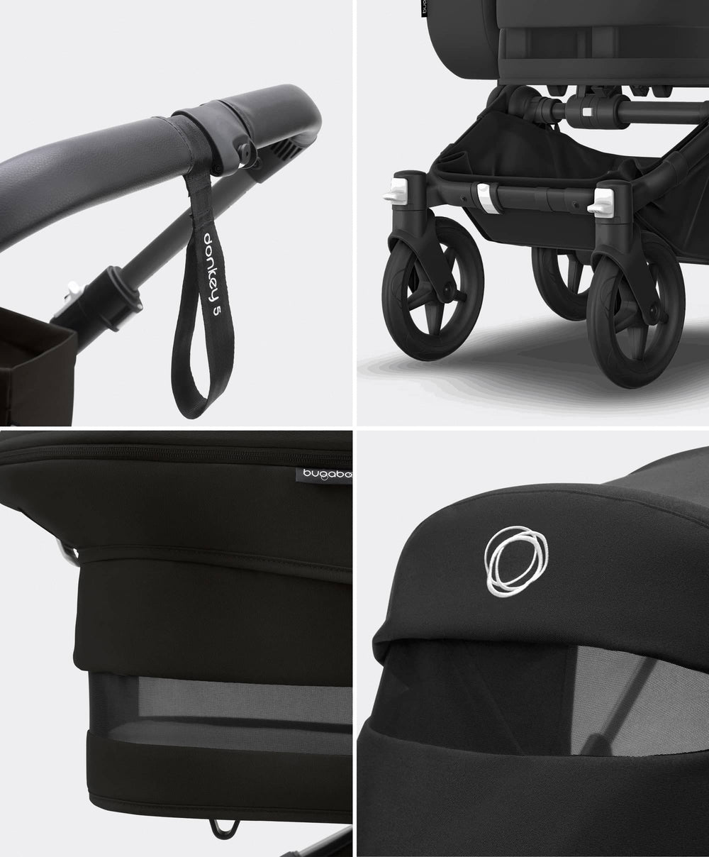 Bugaboo Bugaboo Donkey 5 Mono Complete Pushchair bundle with Cybex Cloud T i-Size Rotating Baby Car Seat &amp; Base - (9 Pieces) - Midnight Black