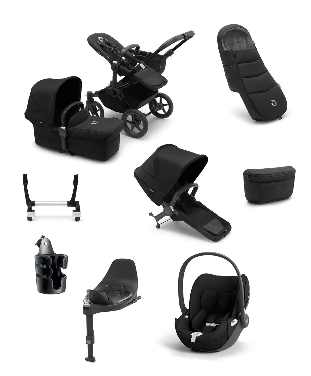 Bugaboo Bugaboo Donkey 5 Mono Complete Pushchair bundle with Cybex Cloud T i-Size Rotating Baby Car Seat &amp; Base - (9 Pieces) - Midnight Black