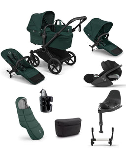 Bugaboo Bugaboo Donkey 6 Double Ultimate Pushchair Bundle With Cybex Cloud T i-Size Rotating Baby Car Seat & Base (8 Pieces) - Fern Green