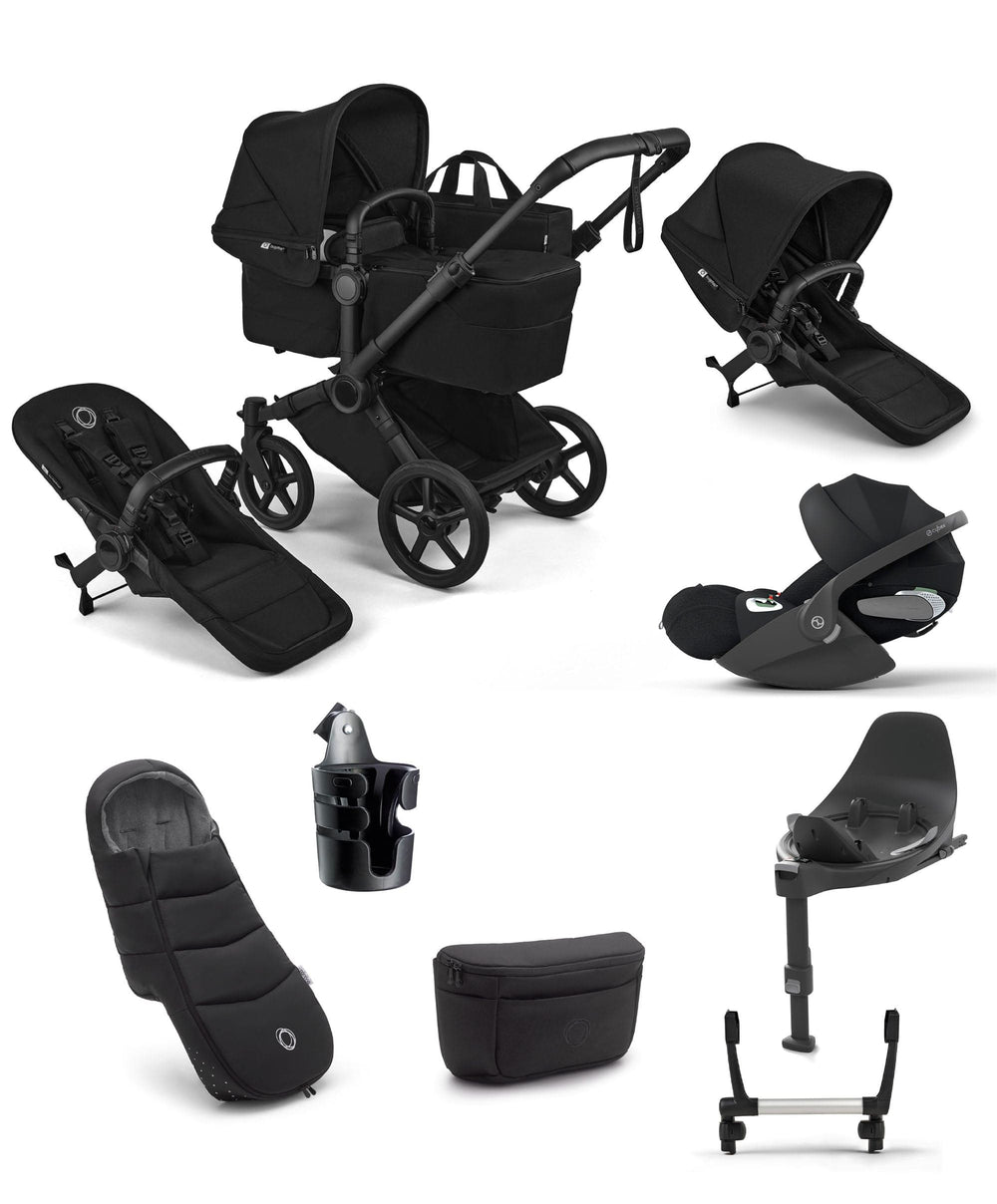 Bugaboo Bugaboo Donkey 6 Double Ultimate Pushchair Bundle With Cybex Cloud T+ i-Size Rotating Baby Car Seat &amp; Base (8 Pieces) - Heritage Black