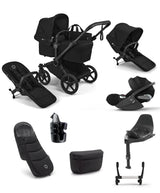 Bugaboo Bugaboo Donkey 6 Double Ultimate Pushchair Bundle With Cybex Cloud T i-Size Rotating Baby Car Seat & Base (8 Pieces) - Heritage Black