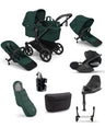 Bugaboo Bugaboo Donkey 6 Duo Ultimate Pushchair Bundle With Cybex Cloud T+ i-Size Rotating Baby Car Seat & Base (8 Pieces) - Fern Green