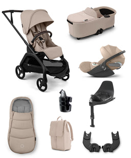 Bugaboo Bugaboo Dragonfly Plus Ultimate Pushchair Bundle with Cybex Cloud T+ i-Size Plus Rotating Baby Car Seat & Base (8 Pieces) - Desert Taupe