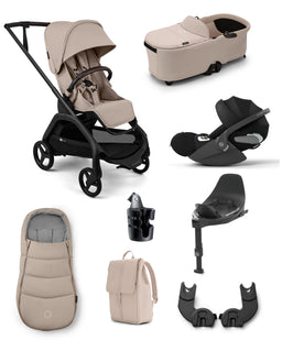 Bugaboo Bugaboo Dragonfly Plus Ultimate Pushchair Bundle with Cybex Cloud T i-Size Plus Rotating Baby Car Seat  & Base (8 Pieces) - Desert Taupe
