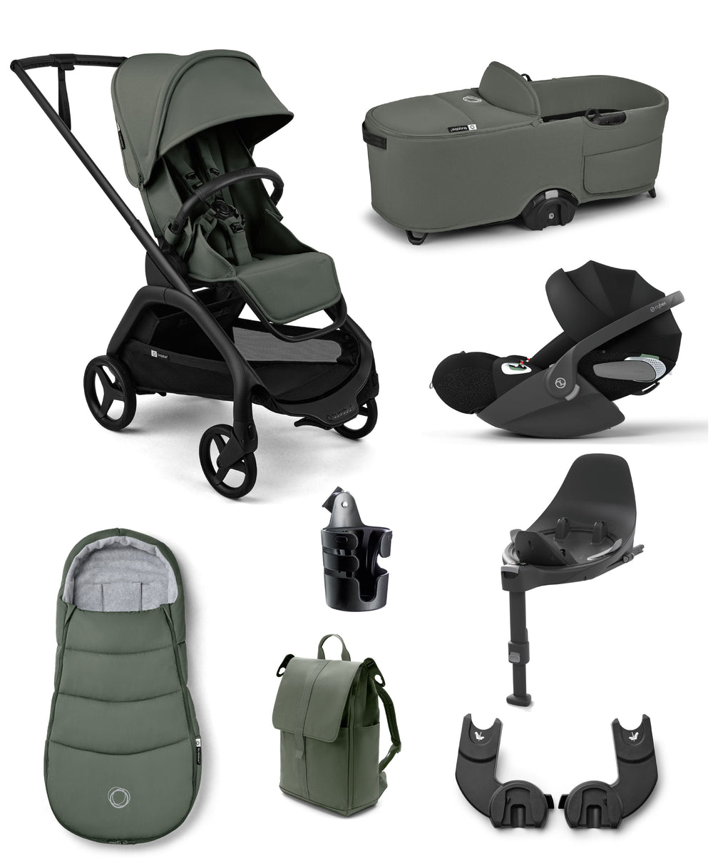 Bugaboo Bugaboo Dragonfly Plus Ultimate Pushchair Bundle with Cybex Cloud T i-Size Plus Rotating Baby Car Seat  &amp; Base (8 Pieces) - Forrest Green