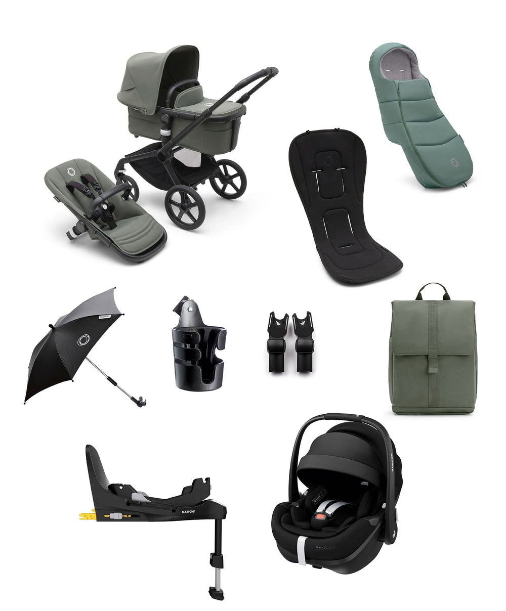 Bugaboo Bugaboo Fox5 Essential 9 Piece Travel System with Maxi-Cosi Pebble 360 Pro2 Car Seat and  Family Fix 360 Pro Base - Forest Green