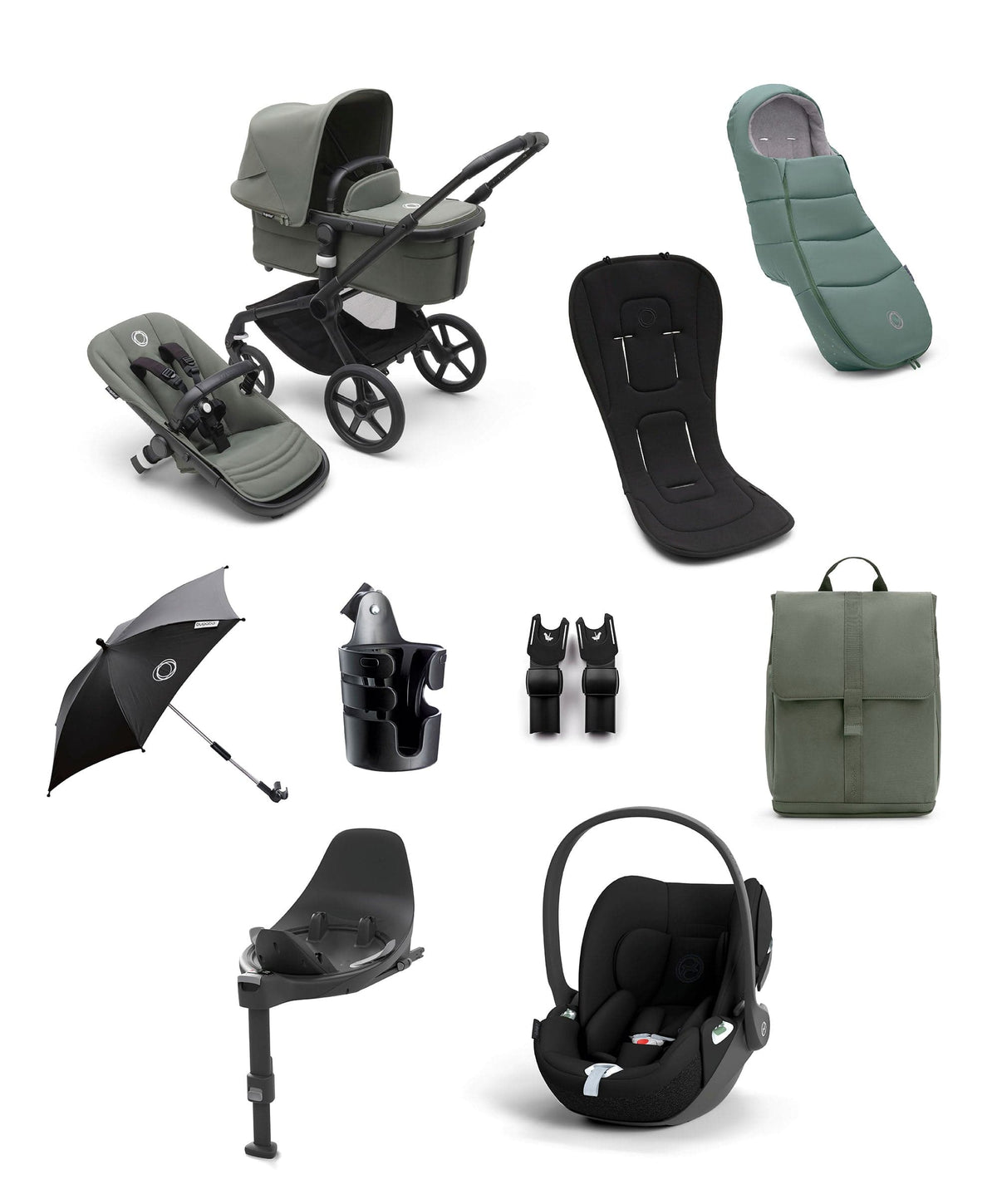 Bugaboo Bugaboo Fox5 Ultimate Bundle with Cybex Cloud T Car Seat and Base in Forest Green