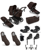Bugaboo Donkey 6 Twin Essential Bundle With Cybex Cloud T+ i-Size Rotating Baby Car Seat (10 Pieces) - Cocoa Brown