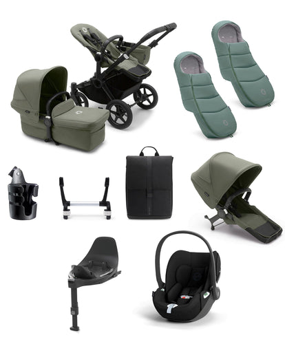 Bugaboo Pushchairs Bugaboo Donkey 5 Duo Pushchair Bundle with Cloud T Car Seat & Base - Forest Green