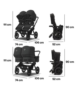 Bugaboo Pushchairs Bugaboo Donkey 5 Twin Carrycot & Seat Pushchair - Midnight Black