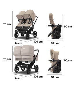 Bugaboo Pushchairs Bugaboo Donkey 5 Twin Pushchair & Carrycot with Extension Set - Desert Taupe