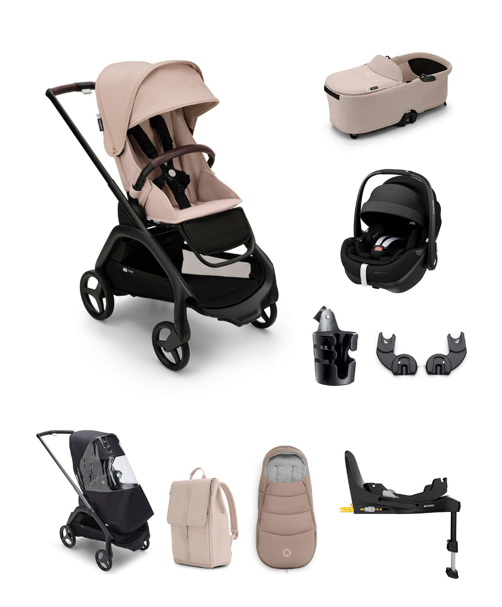 Bugaboo Pushchairs Bugaboo Dragonfly Pushchair Bundle with Maxi-Cosi Pebble 360 Pro² Car Seat &amp; Base - Taupe