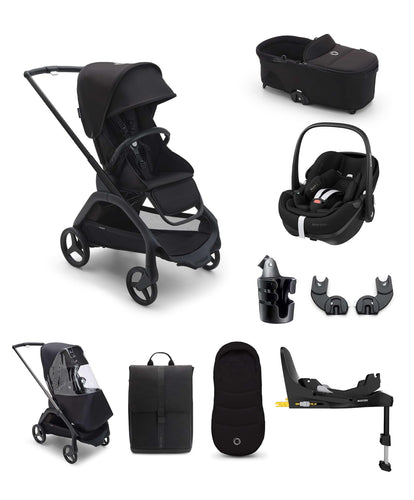 Bugaboo Pushchairs Bugaboo Dragonfly Ultimate 9 Piece Bundle with Maxi Cosi Pebble Pro 360 Car Seat and Base in Black