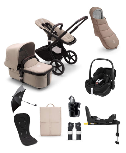 Bugaboo Pushchairs Bugaboo Fox 5 Essential Pushchair Bundle with Maxi-Cosi Pebble 360 Pro (9 pieces) - Desert Taupe