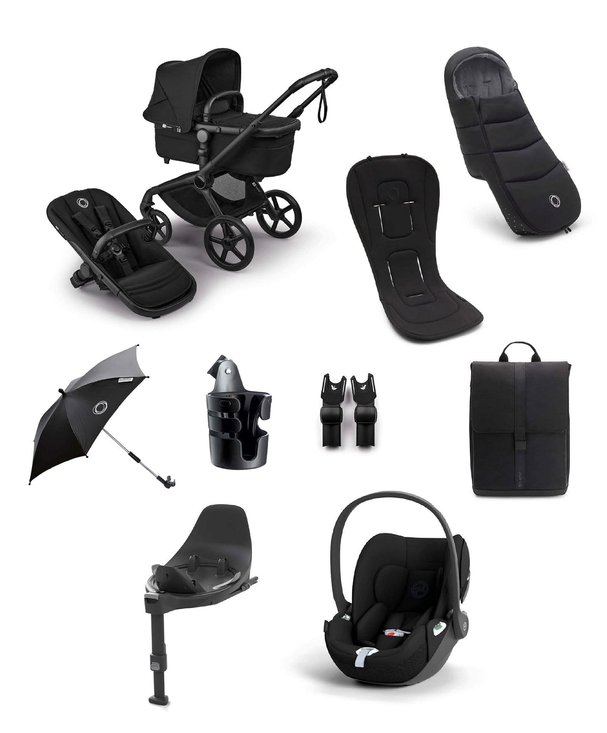 Bugaboo Pushchairs Bugaboo Fox 5 Renew Complete Pushchair Bundle with Cybex Cloud T Car Seat (8 Pieces) - Black