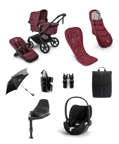 Bugaboo Pushchairs Bugaboo Fox 5 Renew Complete Pushchair Bundle with Cybex Cloud T Car Seat (8 Pieces) - Dark Cherry