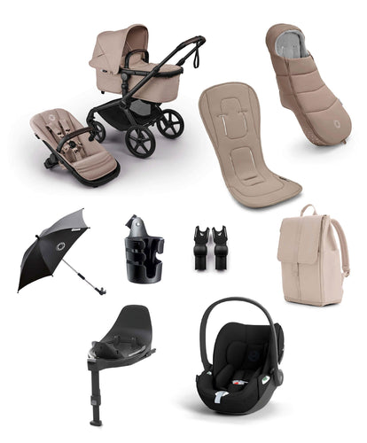 Bugaboo Pushchairs Bugaboo Fox 5 Renew Complete Pushchair Bundle with Cybex Cloud T Car Seat (8 Pieces) - Desert Taupe Melange