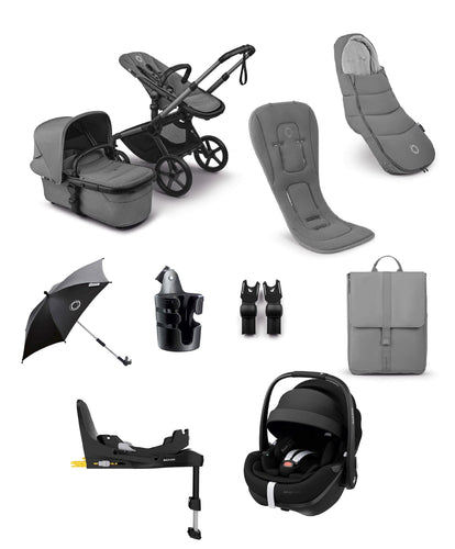 Bugaboo Pushchairs Bugaboo Fox 5 Renew Complete Pushchair Bundle with Maxi-Cosi Pebble 360 Pro Car Seat (9 Pieces) - Moon Grey