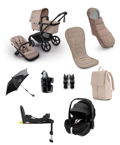 Bugaboo Pushchairs Bugaboo Fox 5 Renew Complete Pushchair Bundle with Maxi-Cosi Pebble 360 Pro Car Seat (9 Pieces) - Taupe Melange