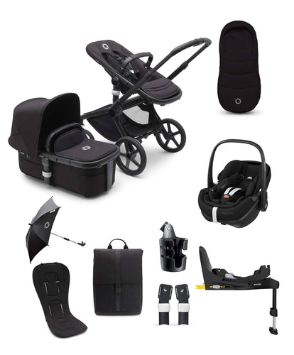 Bugaboo Pushchairs Bugaboo Fox5 Essential 9 Piece Travel System with Pebble Pro 360 Car Seat and Base in Midnight Black